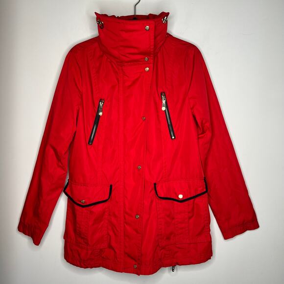Vince Camuto Red Hooded Rain Jacket Coat Size Large - Picture 8 of 9